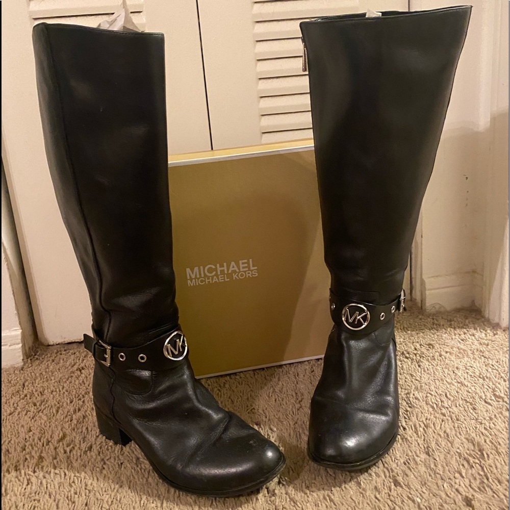 Michael Kors wide calf black riding boots